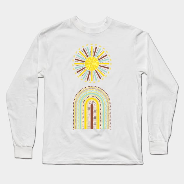 Boho Sun and Rainbow Long Sleeve T-Shirt by famenxt